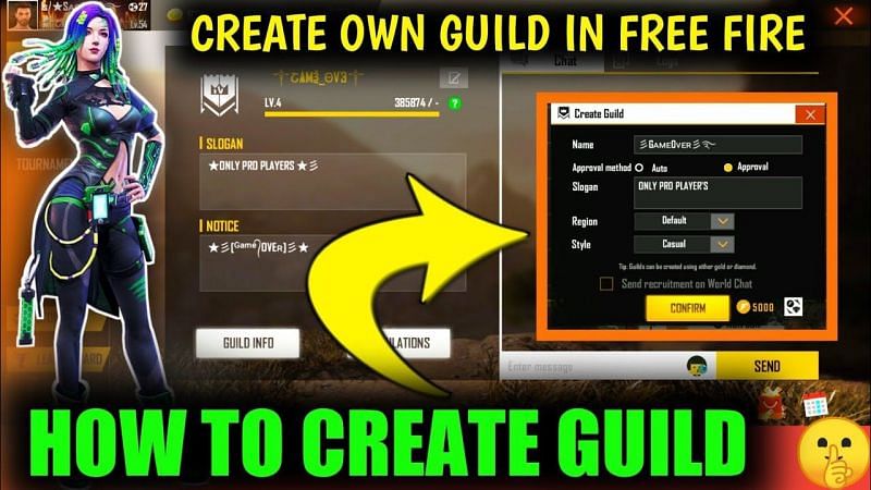 How to create guild name in Free Fire