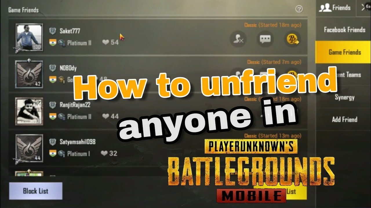 How to Remove Friends in PUBG Mobile