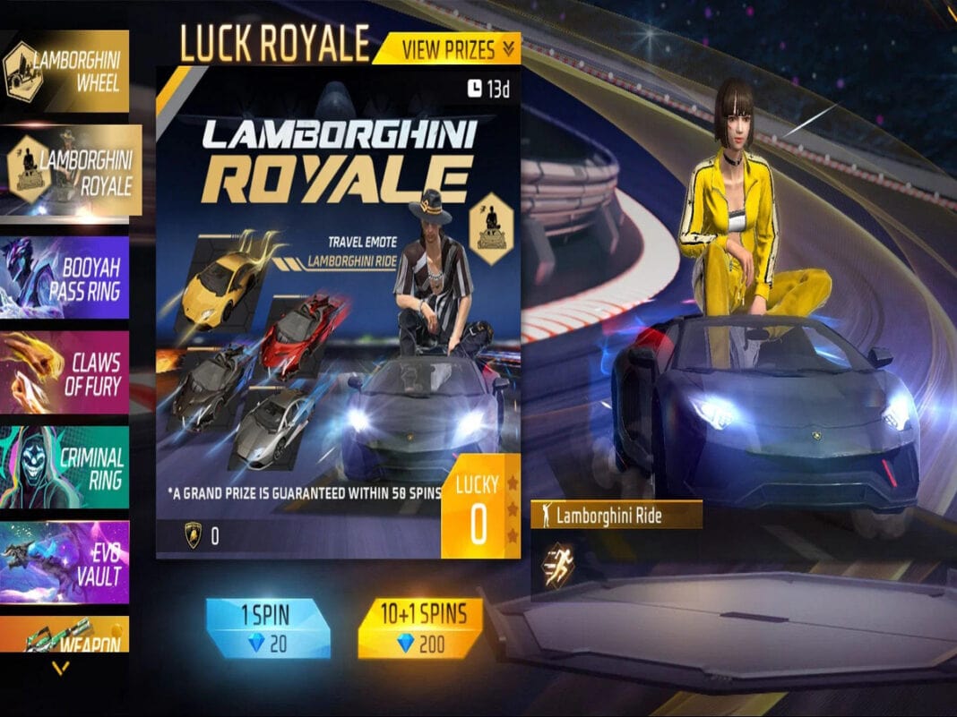 Free Fire Lamborghini Royale Details