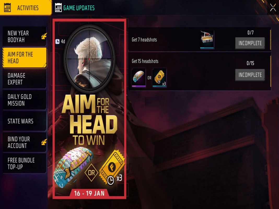 Free Fire Aim For The Head Event Details Revealed