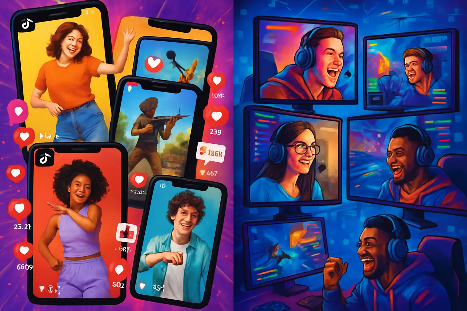 TikTok and influencer streamers showcasing popular games with active viewer engagement