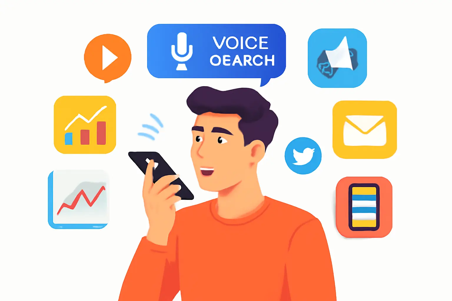 Person using voice search on smartphone for local business