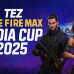 TEZ Free Fire Max India Cup 2025 Esports promotional artwork of TEZ Free Fire Max India Cup 2025 showing competitive gaming action, vibrant graphics, and tournament branding.