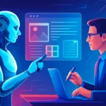 Illustration of AI and human collaboration in web content creation