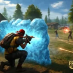 Player using gloo wall for cover in Free Fire MAX game