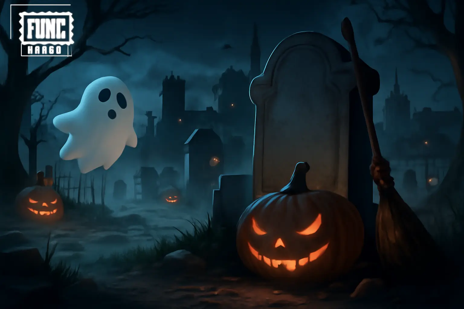 “PUBG Mobile 4.0 Spooky Soirée update mode – Ghosty companion and Magic Broom in Halloween setting”