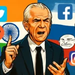 Peter Navarro’s Controversial Comment Triggers Memestorm Peter Navarro speaking on Fox News with India and Russia flags in background