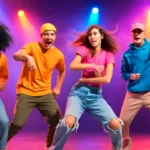 Viral Songs and Dance Hooks Viral dance performance with vibrant lighting and dynamic movement