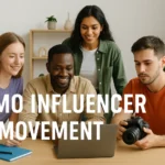 EXMO influencer movement Diverse social media influencers collaborating in a creative workspace in 2025