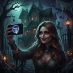 Ultra-realistic Gemini AI edited Halloween selfie with cinematic horror themes