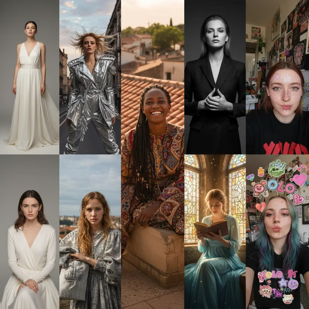 Hyper-realistic 8K female portraits created with powerful Gemini AI editing prompts