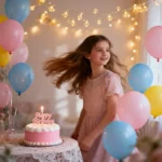 Gemini AI Magic: 6 Prompts to Beautify Birthday Decoration Portraits Girl’s birthday portrait created using Gemini AI with pastel balloons and fairy lights