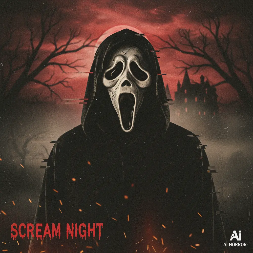 Google Gemini AI generated Ghostface Halloween photo showing cinematic spooky portrait on Instagram