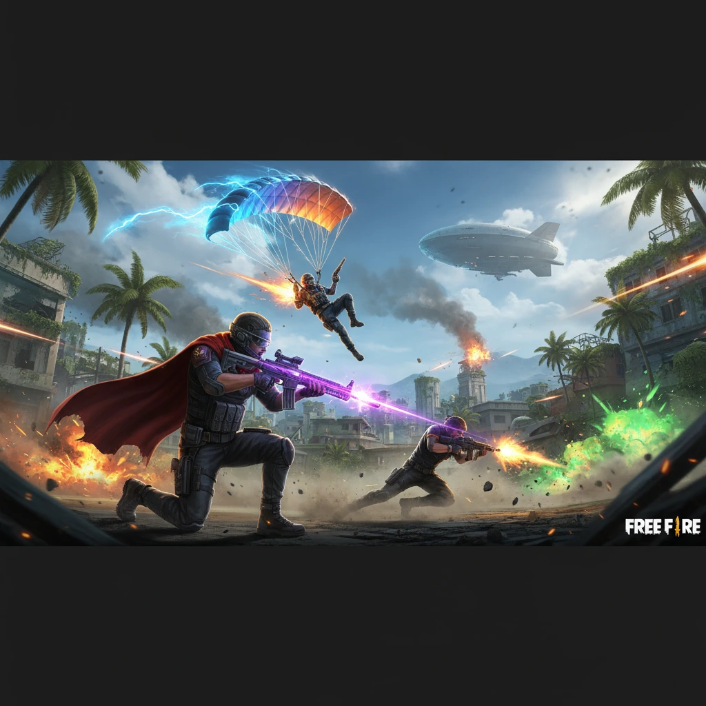 Player achieving Booyah in Free Fire using smart landing, aiming, and weapons