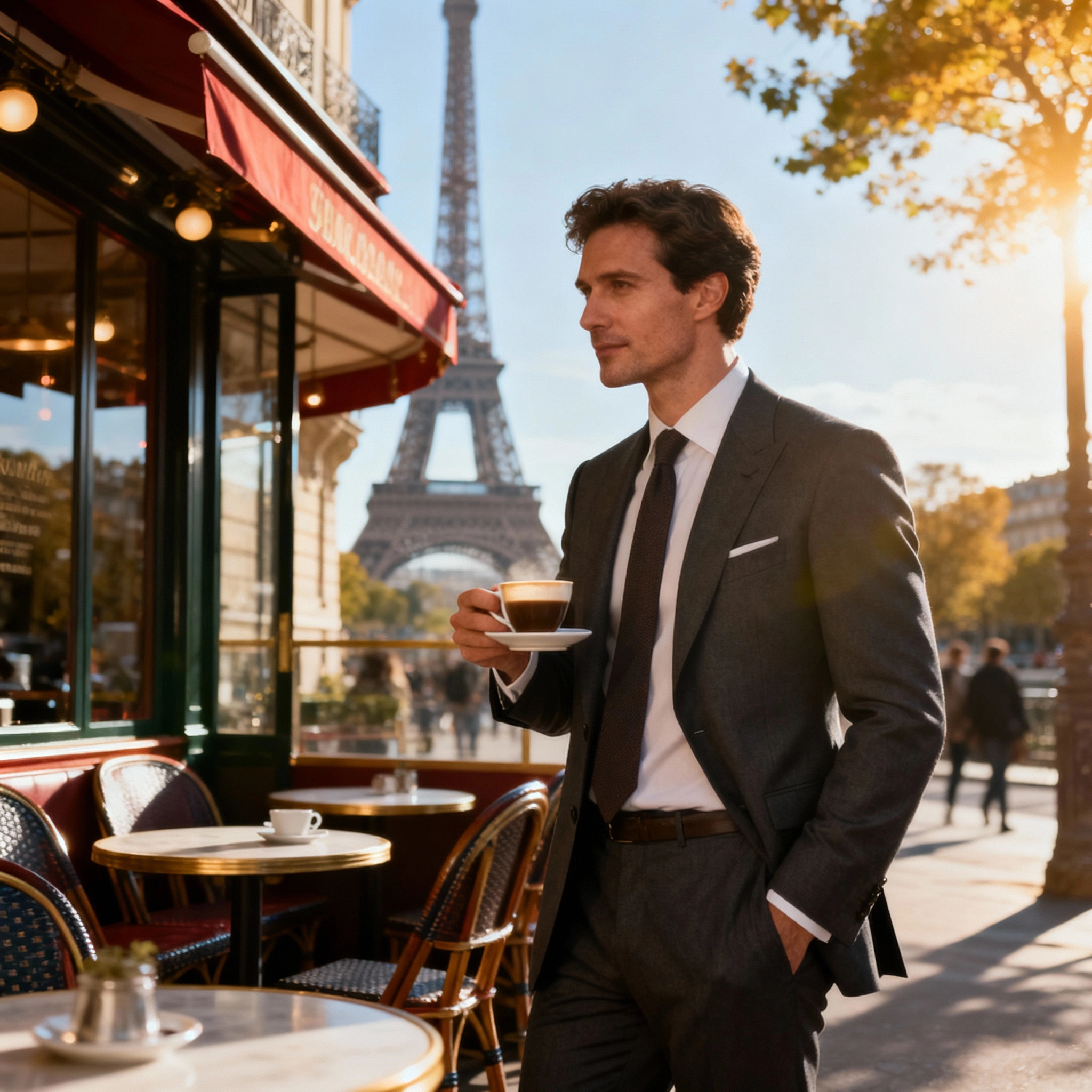 Stunning AI-generated photo of the Eiffel Tower with a stylish subject