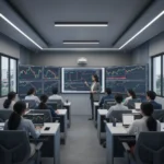 Stock Market Courses in Malviya Nagar Stock market training session in Malviya Nagar with students learning live trading charts and technical analysis techniques