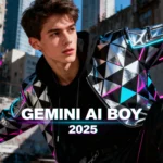 Trendy and stylish Gemini AI edited portrait of a young man showcasing 2025 visual trends