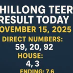 Shillong Teer Result Today November 15 2025 featured image with direct numbers, house, and ending predictions.