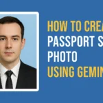 A professional AI-edited passport photo with a plain background created using Google Gemini Nano Banana model.