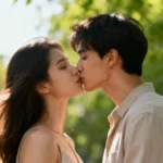 Romantic couple kissing portrait generated with Gemini AI kissing girlfriend prompts 2025