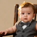 Ultra-realistic Gemini AI baby boy portrait, cozy winter theme, soft lighting