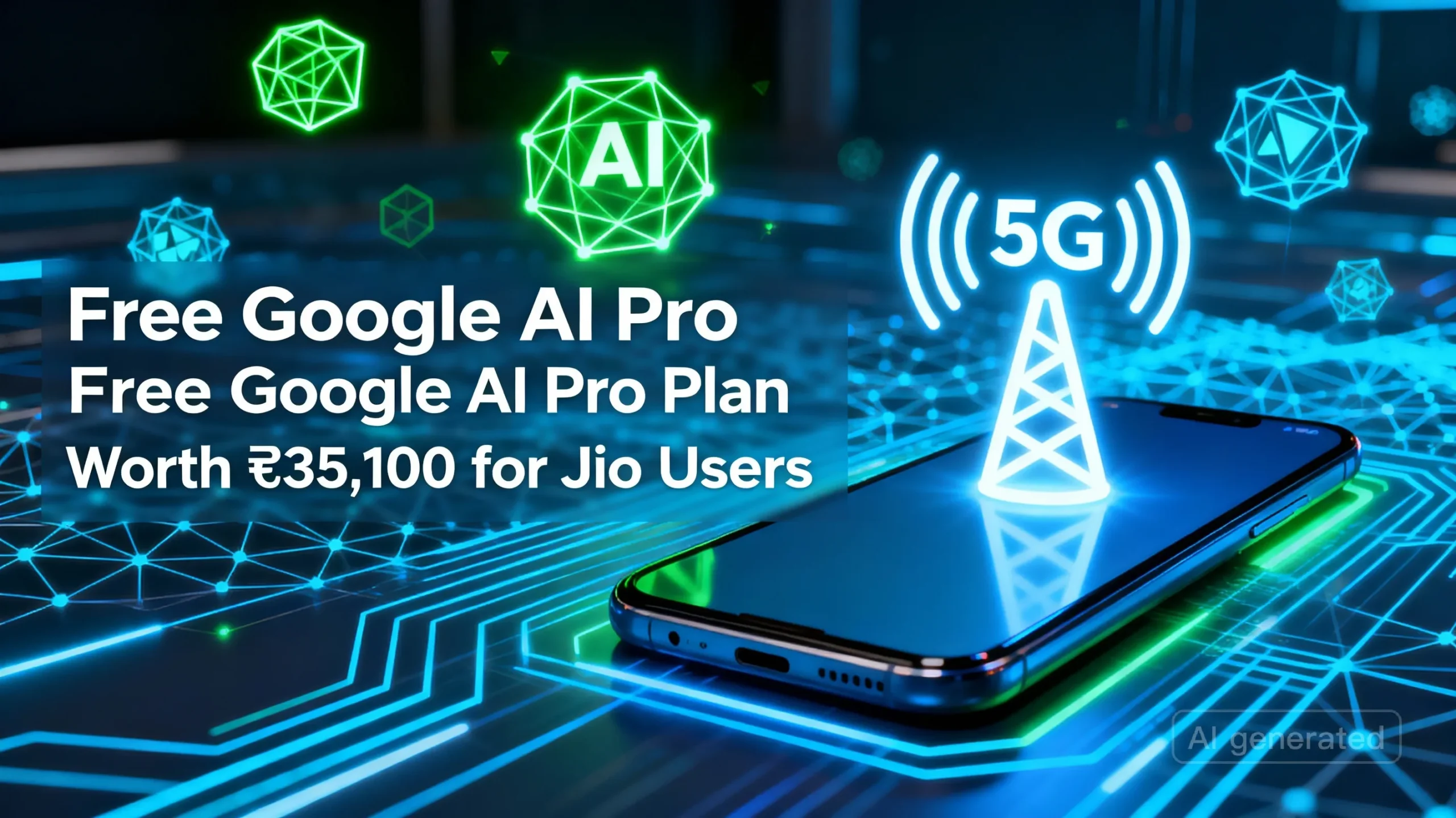 Jio Google AI Pro plan free 18-month subscription offer announcement visual
